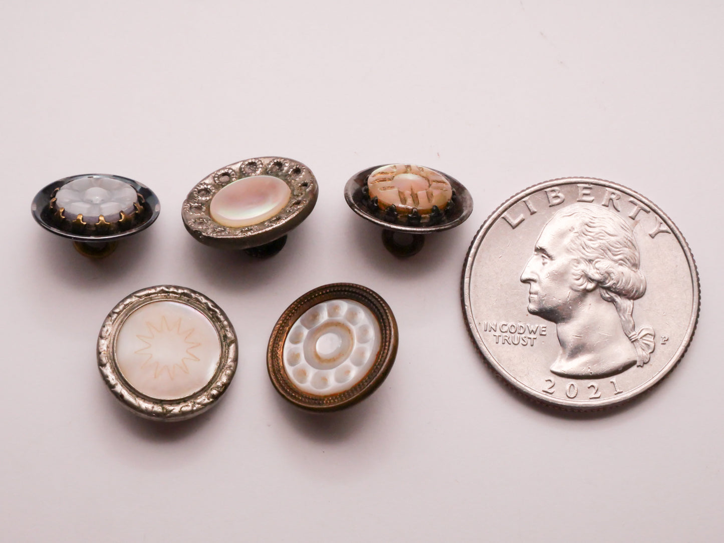 Mother of Pearl Center Metal Victorian Button Various 13-14mm