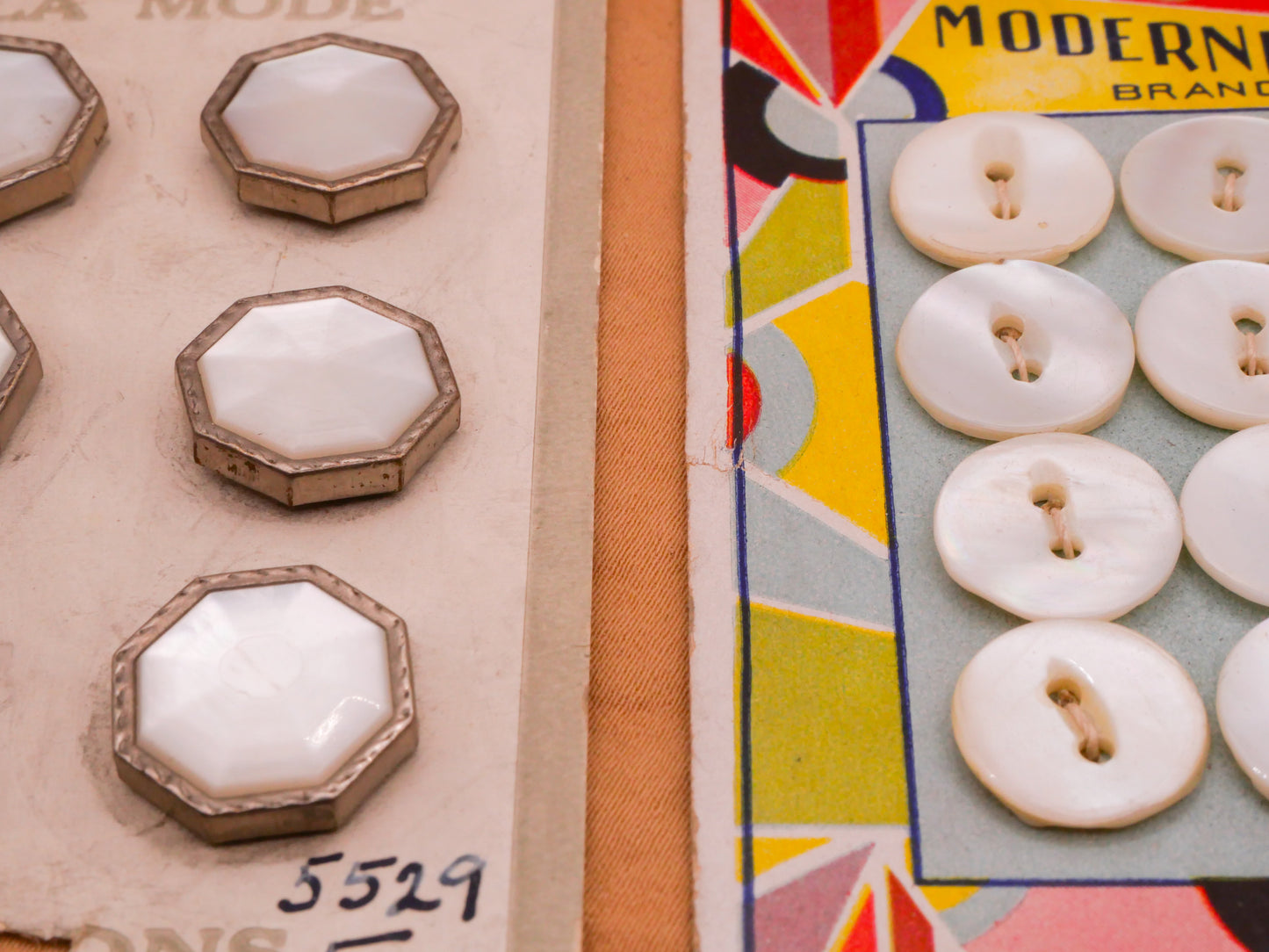 Mother of Pearl Set of Carded Buttons Various 12-15mm