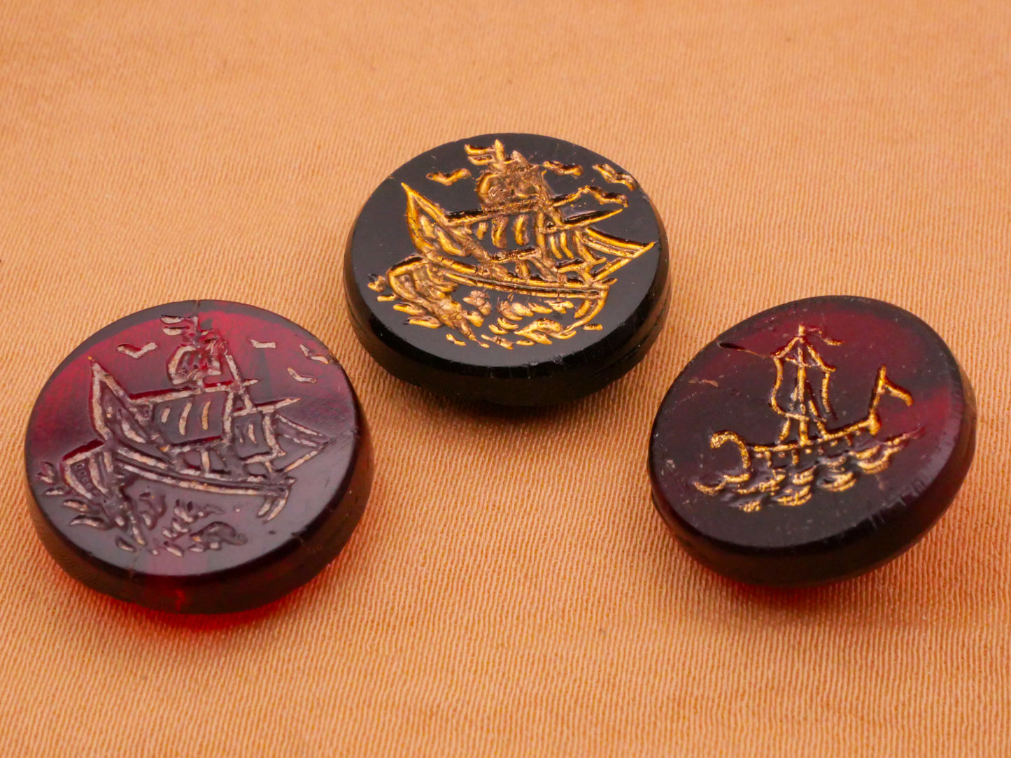 Ship Sails Antique Glass Button Various 16-17mm