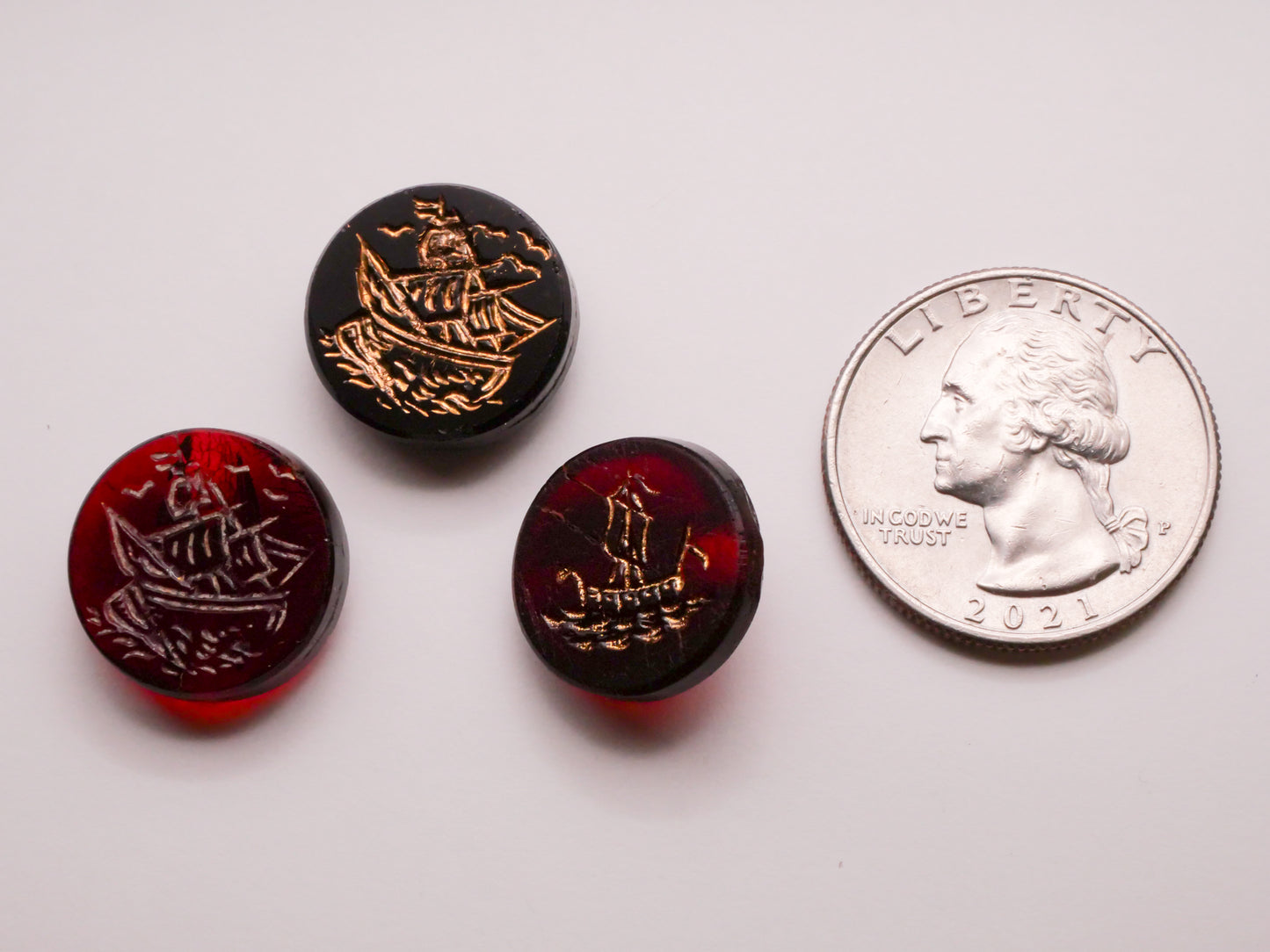 Ship Sails Antique Glass Button Various 16-17mm