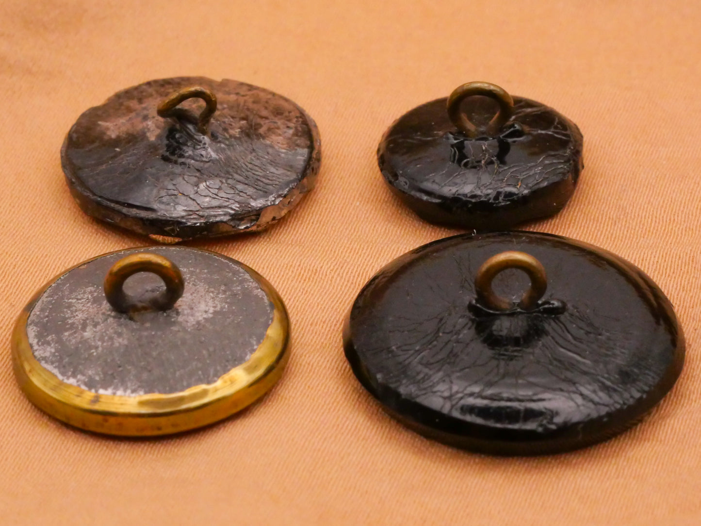 Anchor Antique Black Glass Button Various 15-23mm