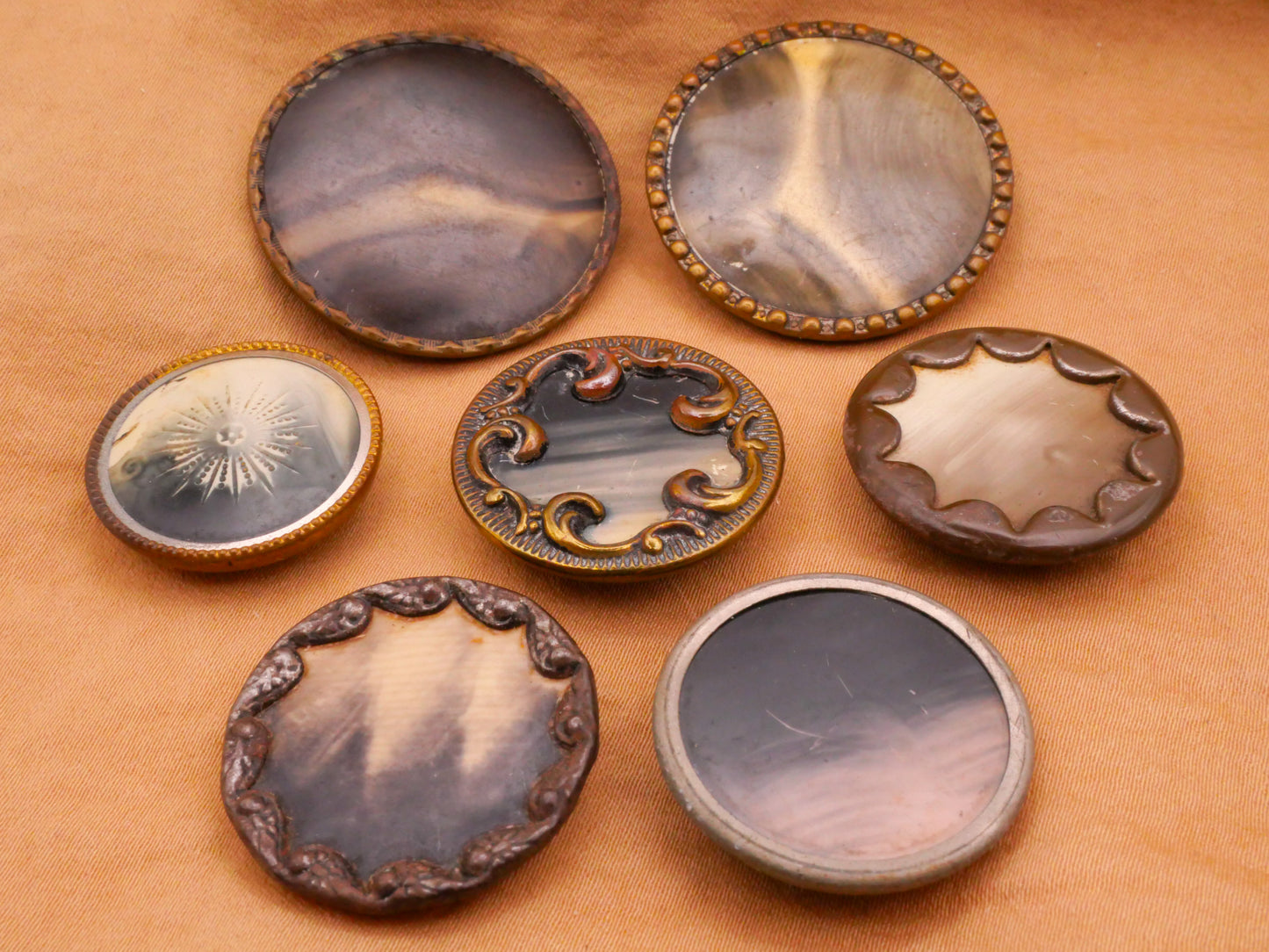 Stormy Sky Sea Victorian Celluloid Metal Button Various 23-32mm