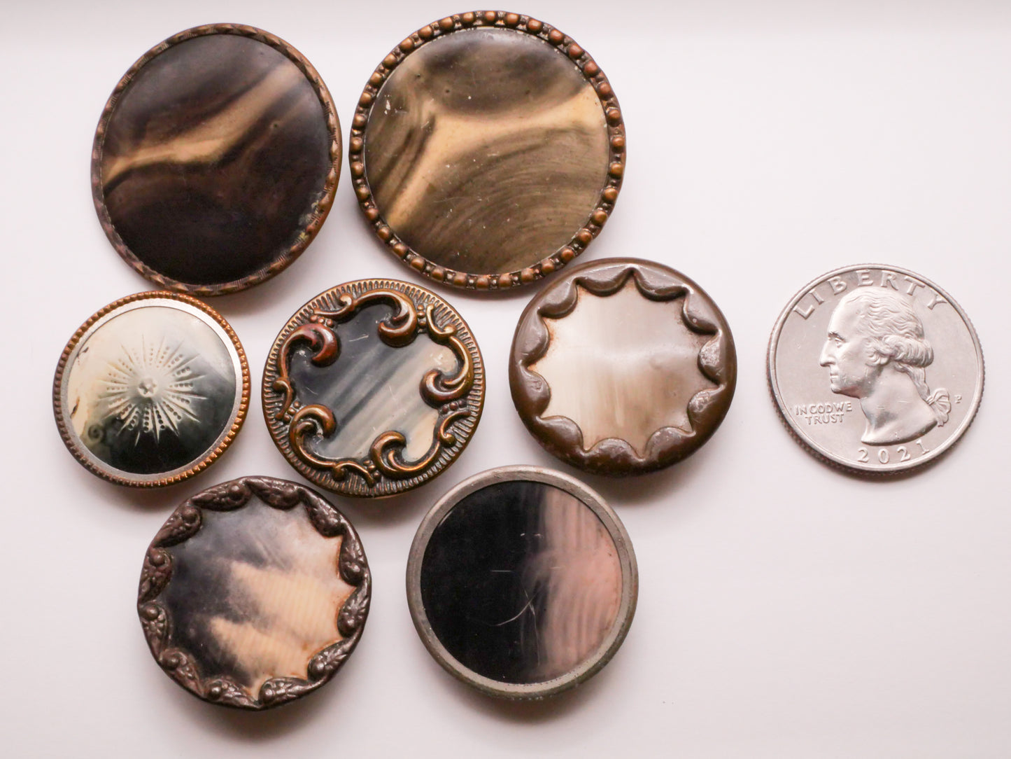 Stormy Sky Sea Victorian Celluloid Metal Button Various 23-32mm
