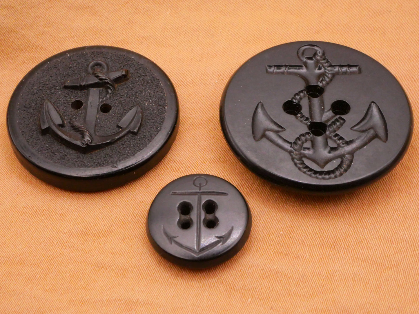 Anchor Black Nautical Navy Military Button Various 16-32mm