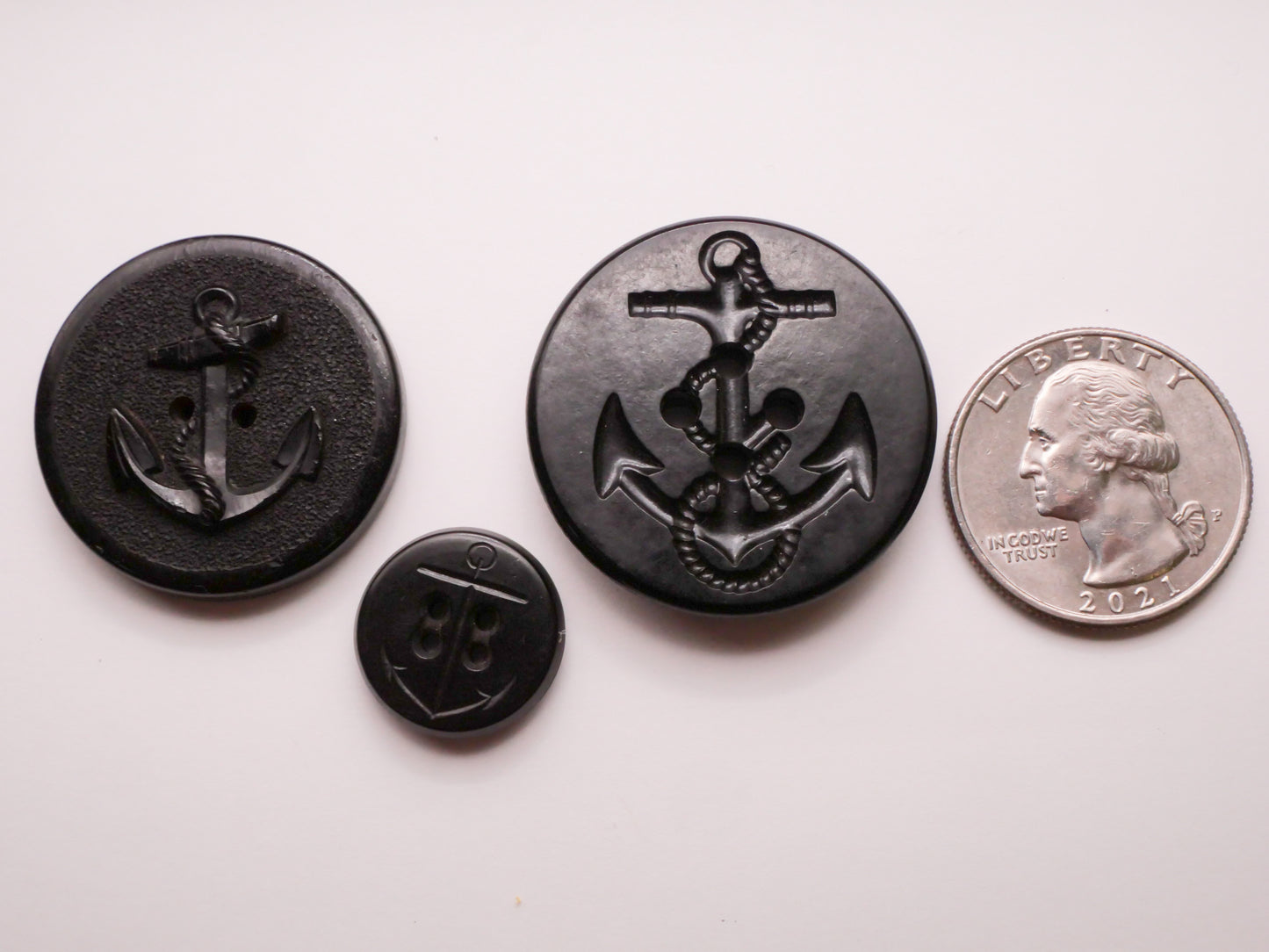 Anchor Black Nautical Navy Military Button Various 16-32mm