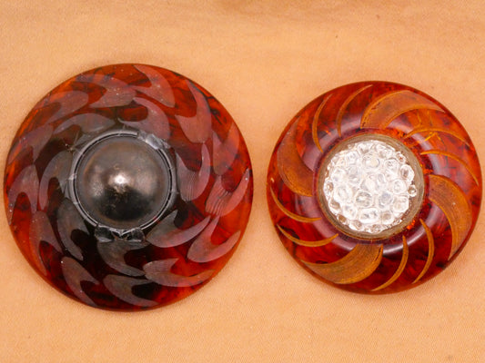 Wave Edge Carved Root Beer Bakelite Mixed Material Button Various 34-40mm