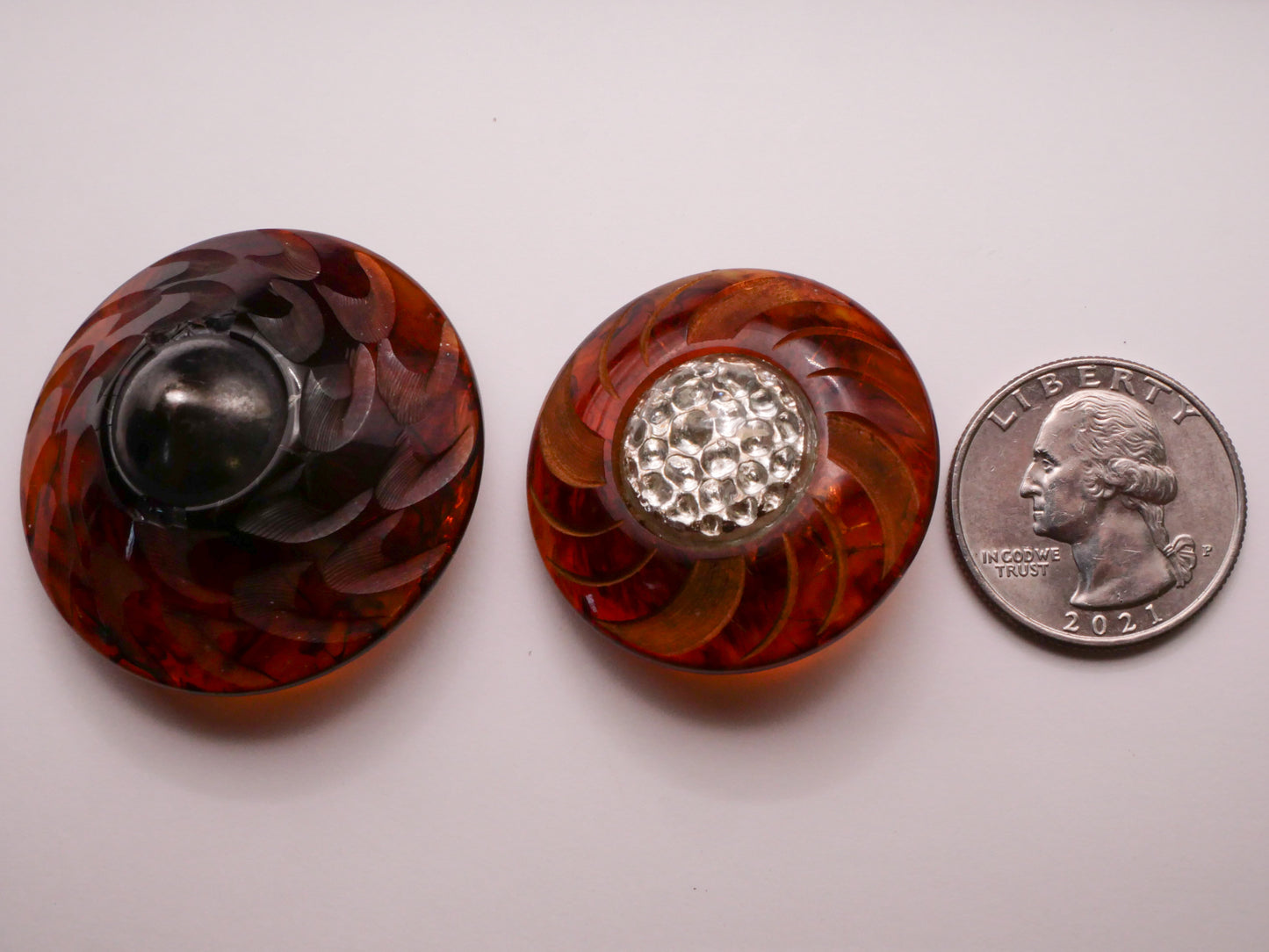 Wave Edge Carved Root Beer Bakelite Mixed Material Button Various 34-40mm