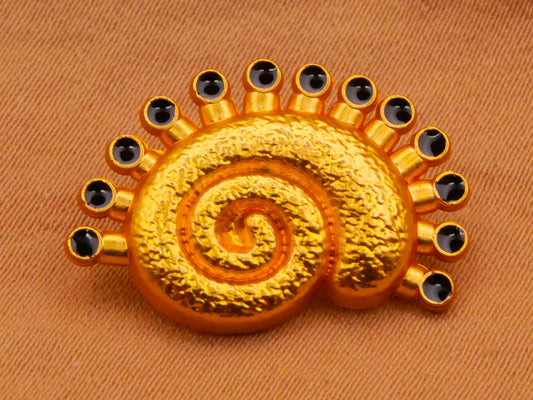 Nautilus Shell Bright Gold Metal Button 15x22mm