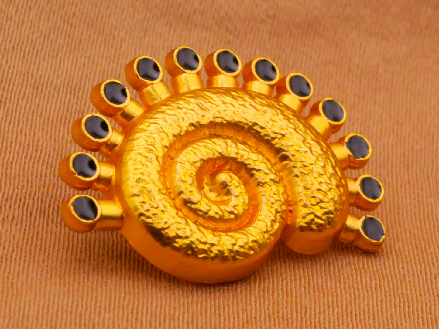 Nautilus Shell Bright Gold Metal Button 15x22mm