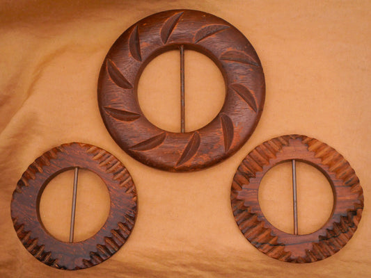Carved Wood Vintage Belt Scarf Fashion Buckle Various 54-75mm