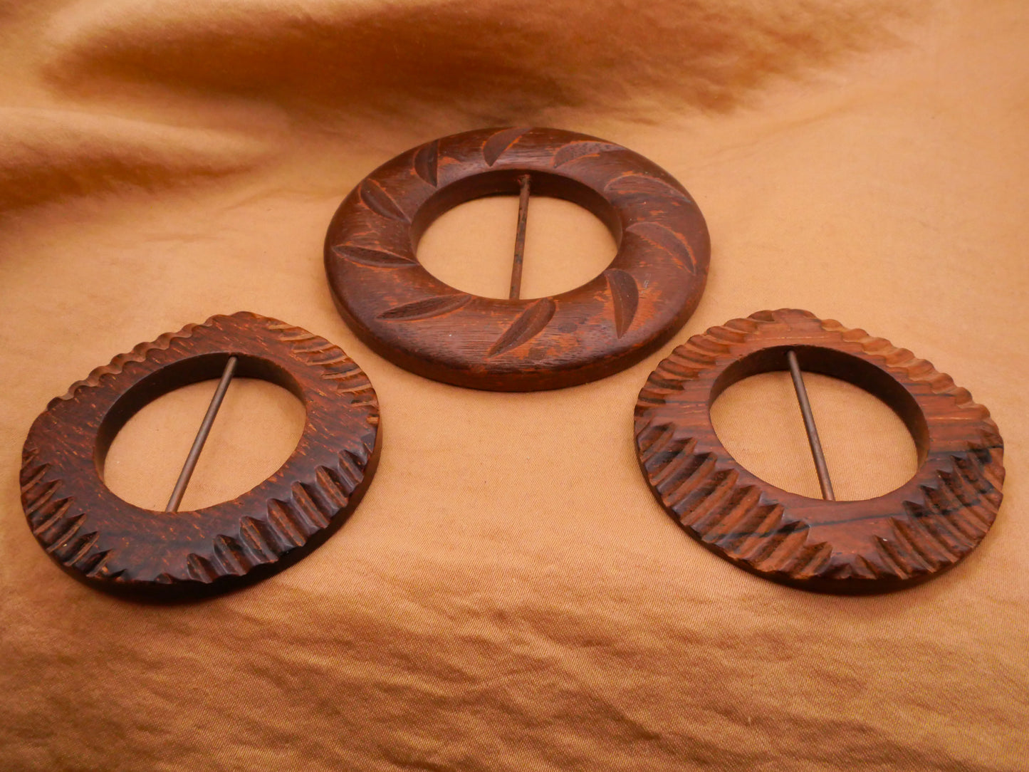 Carved Wood Vintage Belt Scarf Fashion Buckle Various 54-75mm