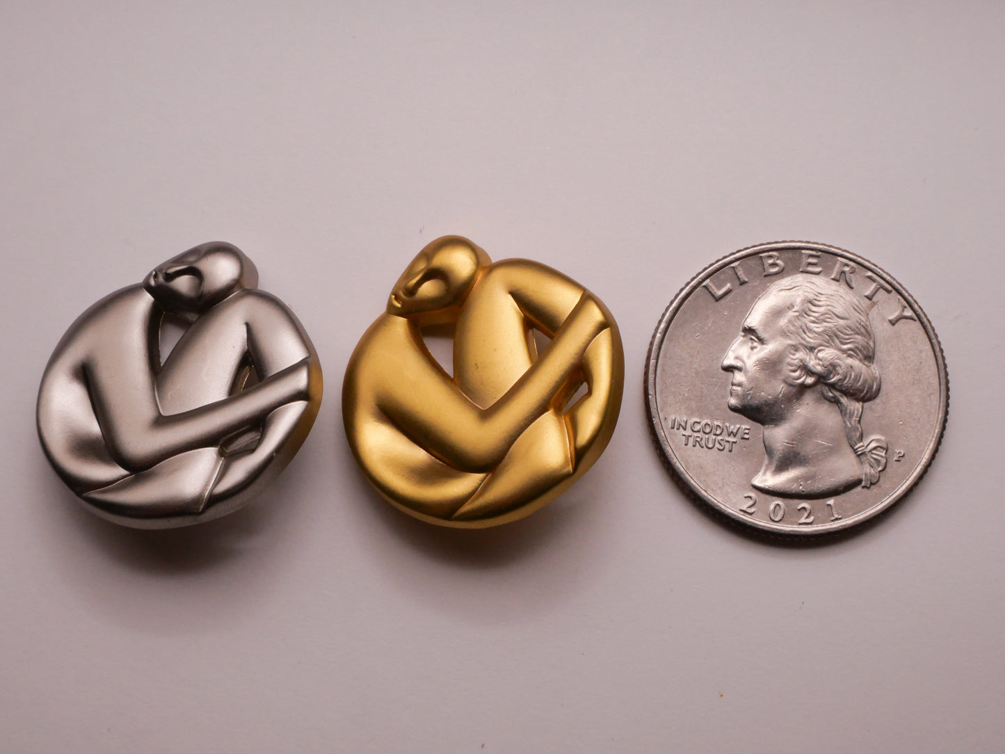 Person Art Deco Sculpture Look Metal Button Various 23mm