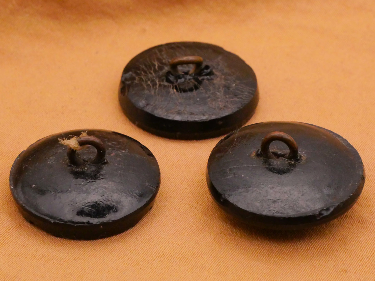Bead String Look Black Glass Antique Button Various 20-21mm