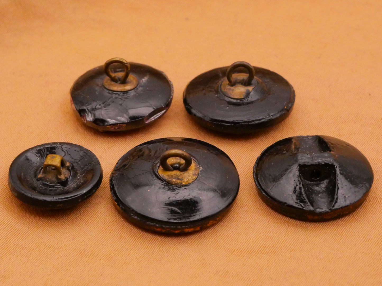 Flower Floral Hand-Painted Color Black Glass Button Various 13-18mm