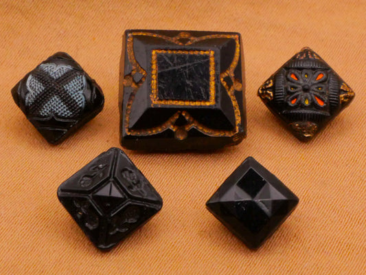 Square Diamond Shape Black Glass Button Various 7-13mm
