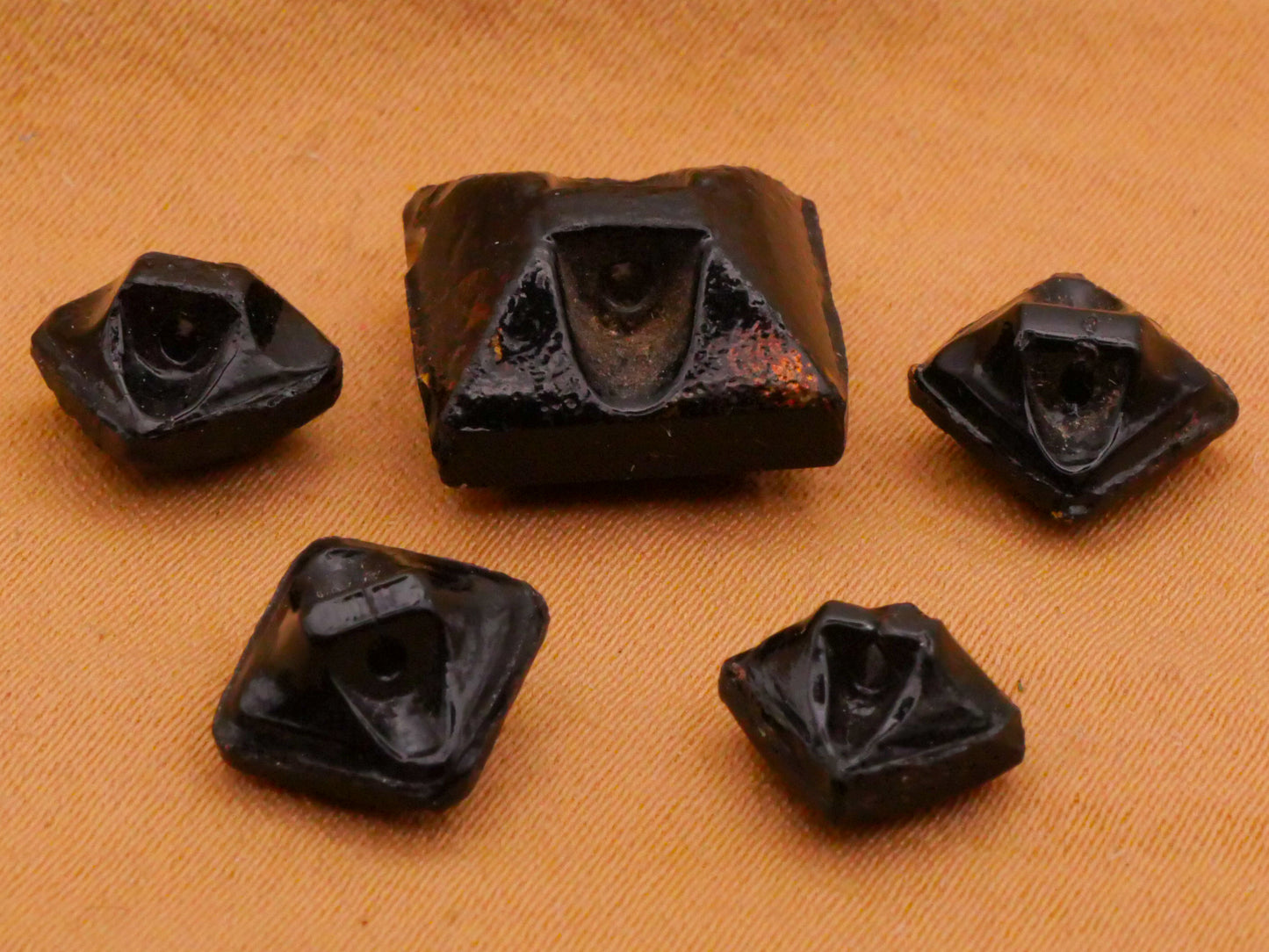 Square Diamond Shape Black Glass Button Various 7-13mm