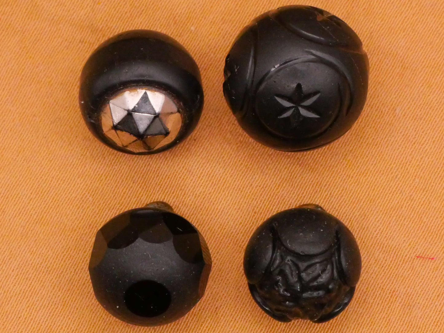 Round Ball Shape Matte Black Glass Button Various 11-14mm