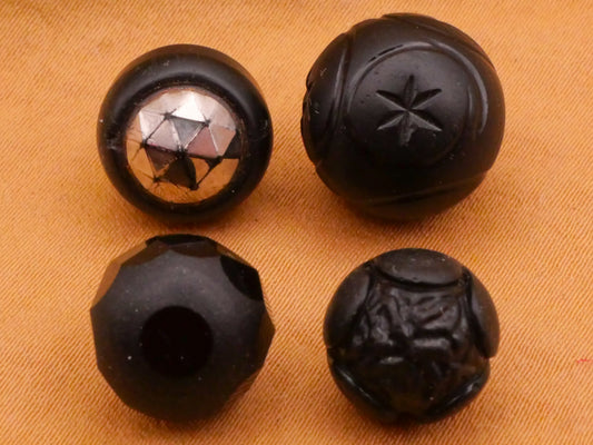 Round Ball Shape Matte Black Glass Button Various 11-14mm