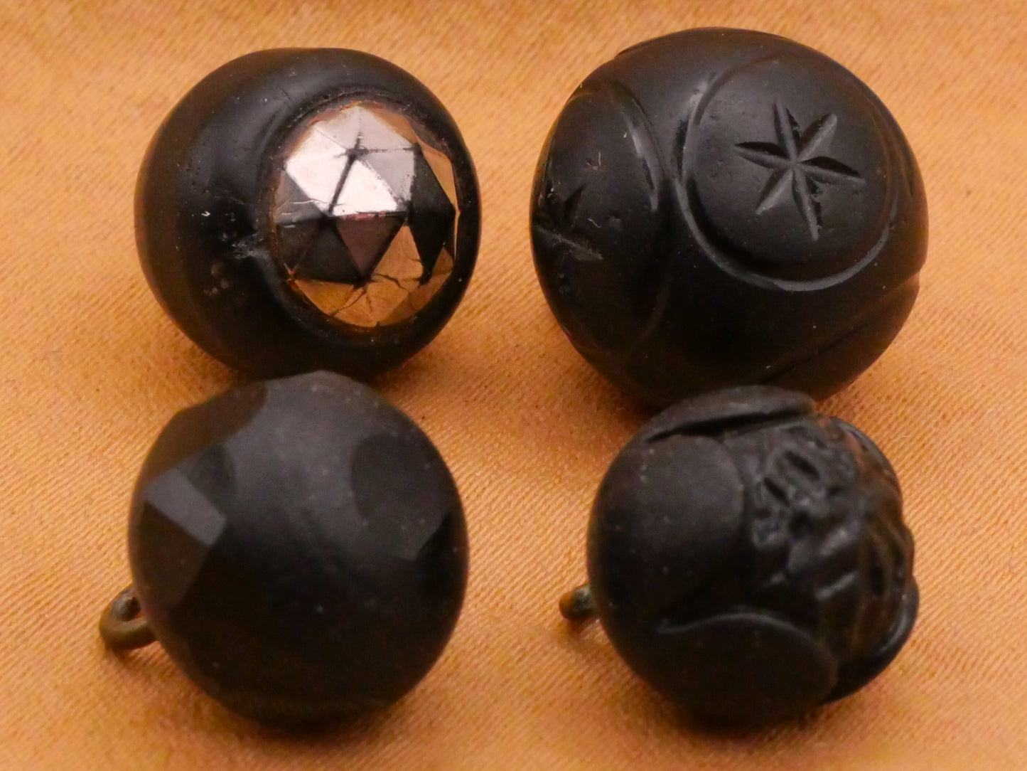 Round Ball Shape Matte Black Glass Button Various 11-14mm