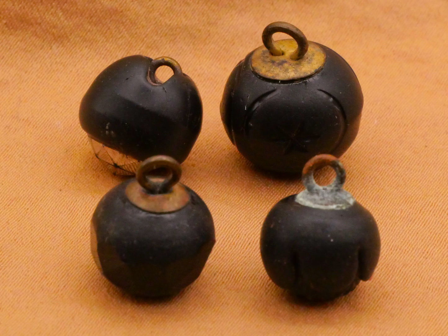 Round Ball Shape Matte Black Glass Button Various 11-14mm