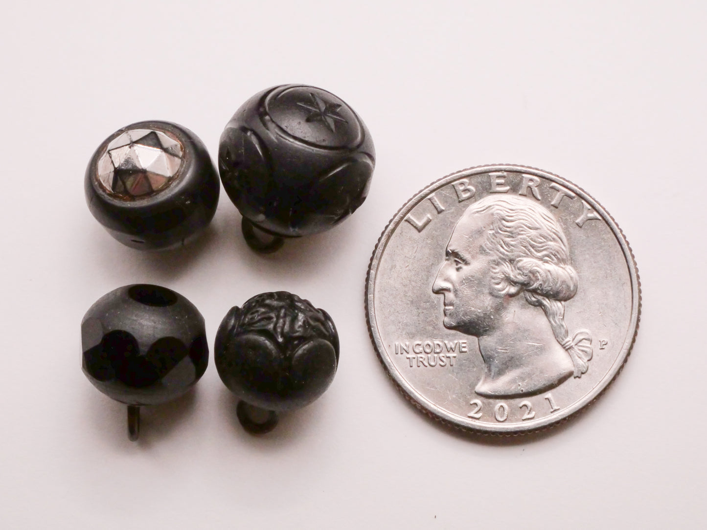 Round Ball Shape Matte Black Glass Button Various 11-14mm