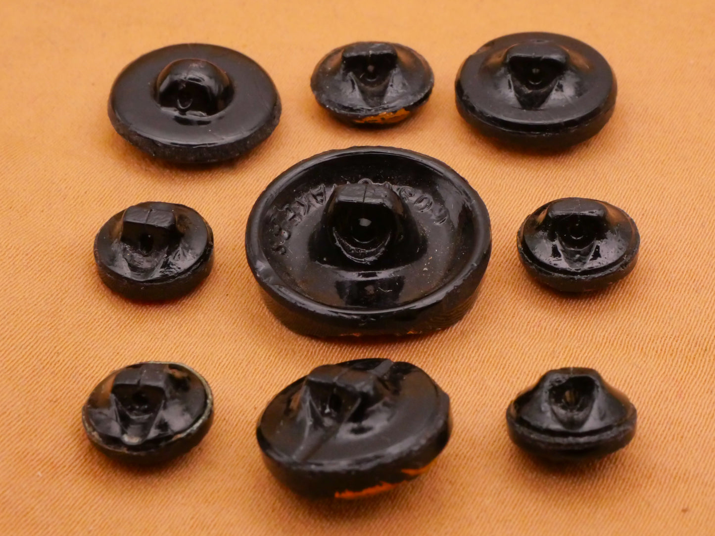 Hand-Painted Color Black Glass Button Various 9-18mm