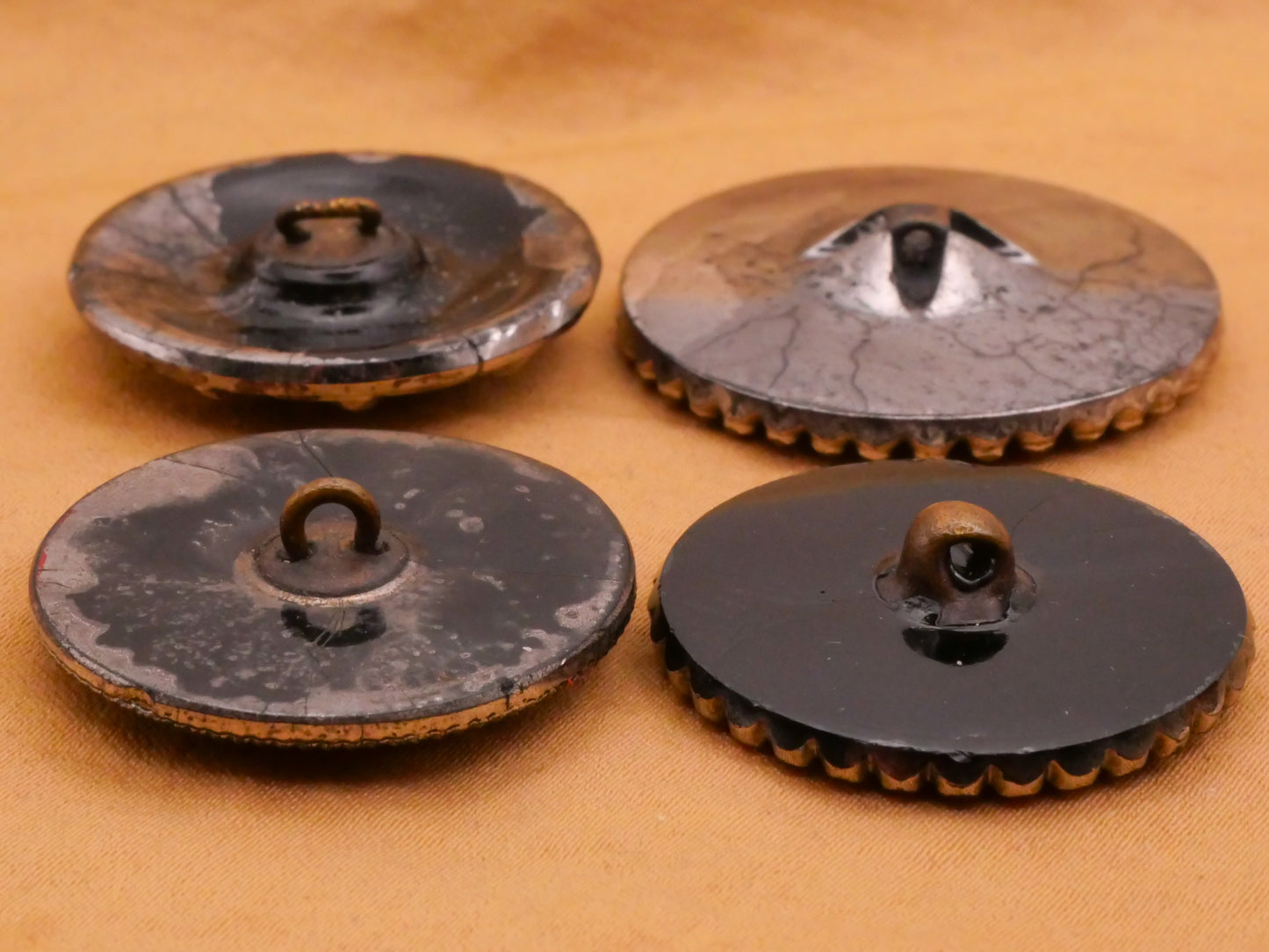 Steel-Cut Look Sparkle Silver Luster Black Glass Button Various 27-32mm