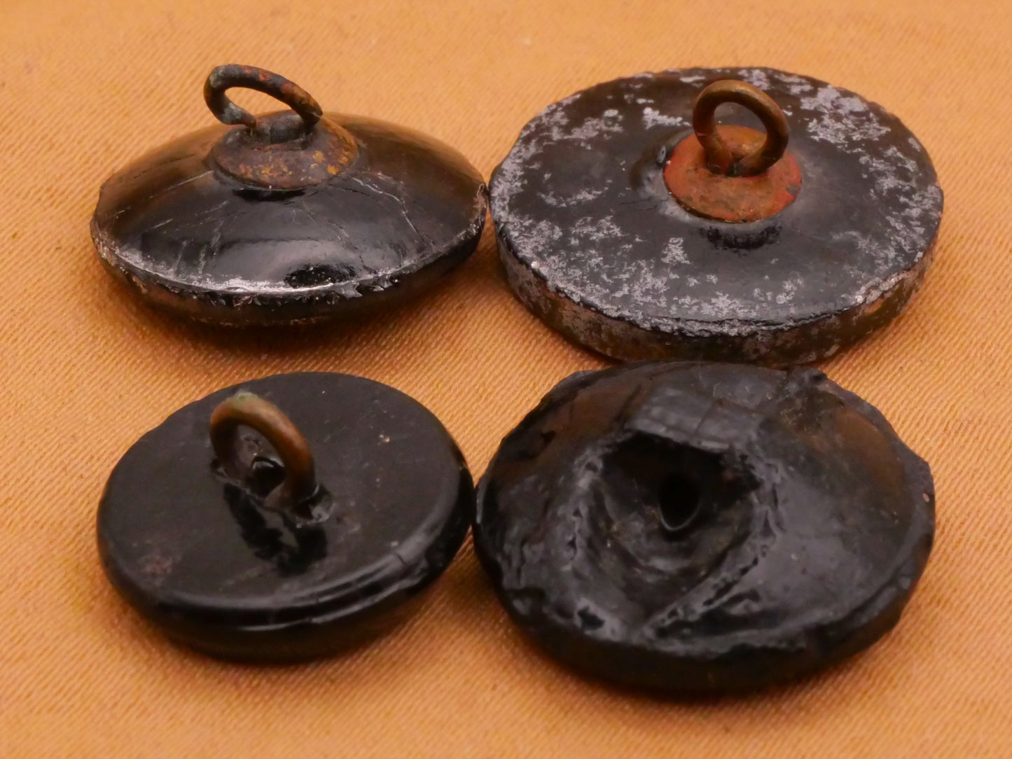 Dog Motif Antique Black Glass Button Various 14-18mm