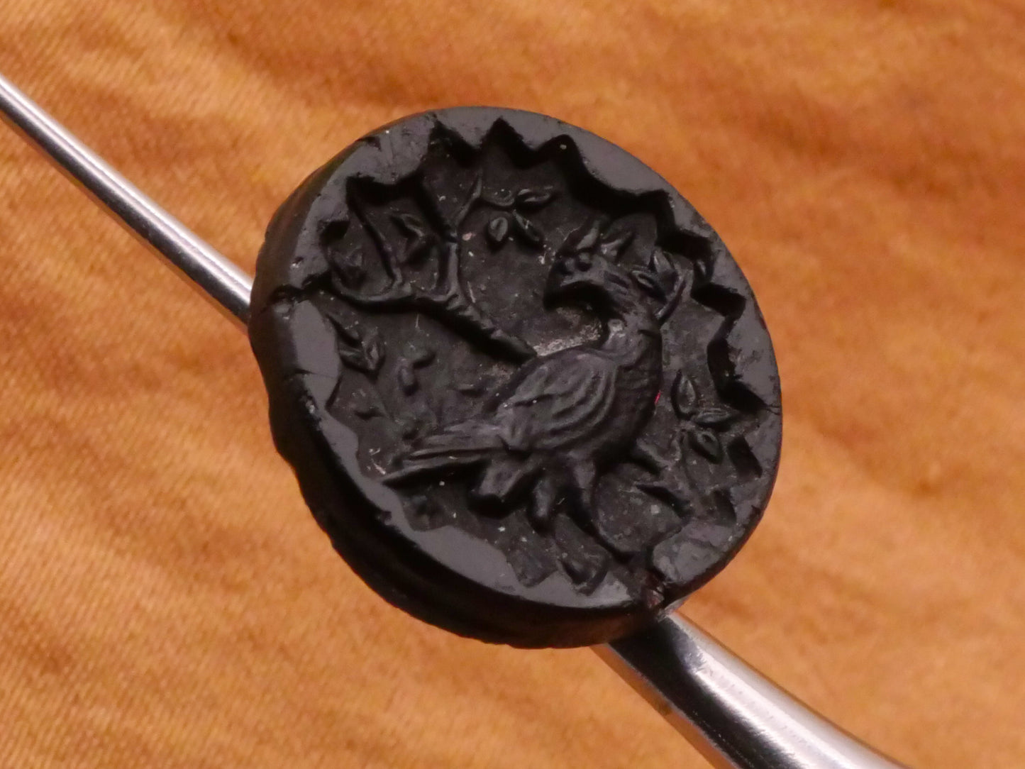 Bird Motif Black Glass Button Various 16-19mm