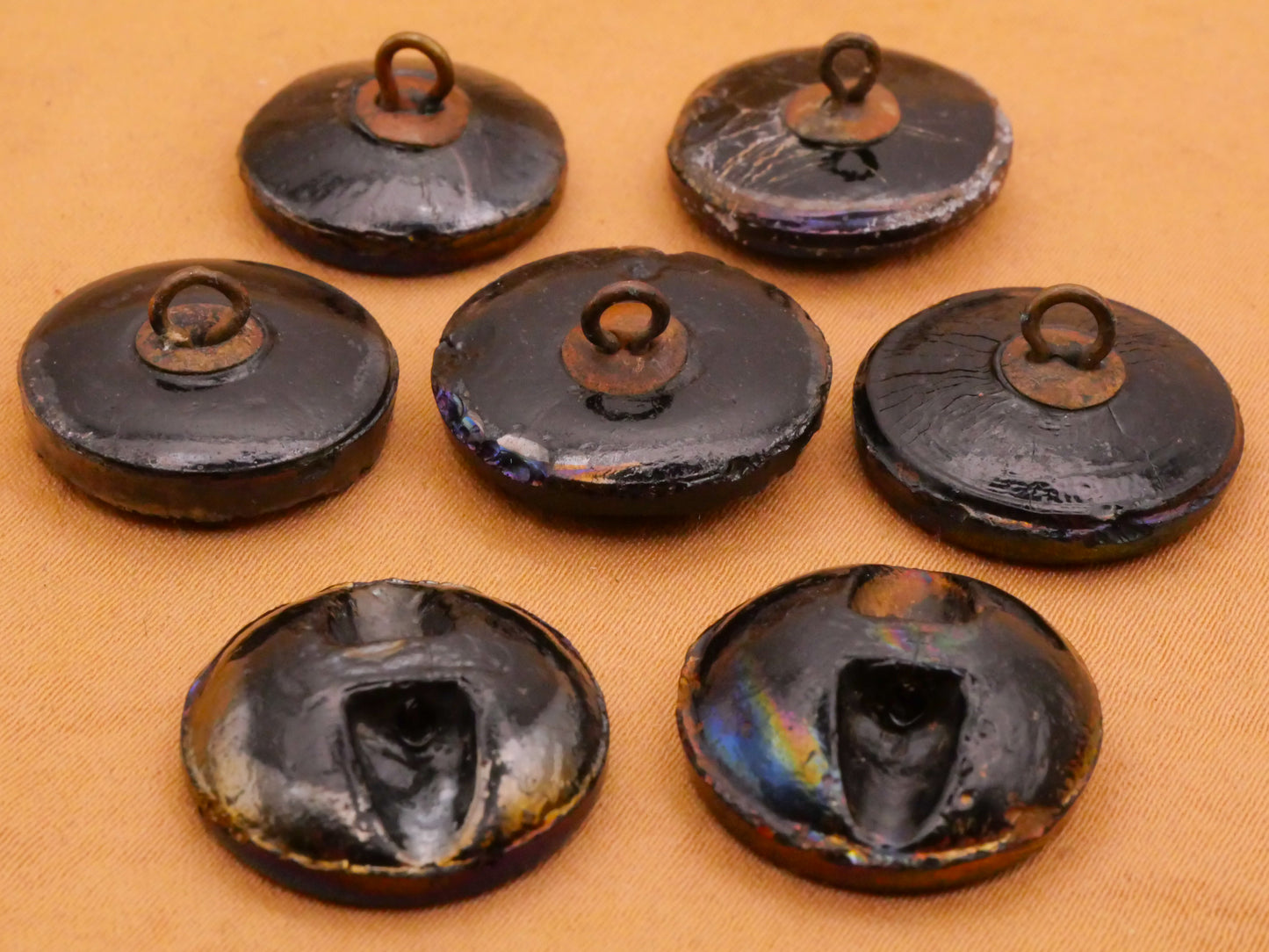 Landscape Home Building Rainbow Luster Black Glass Button Various 17-18mm