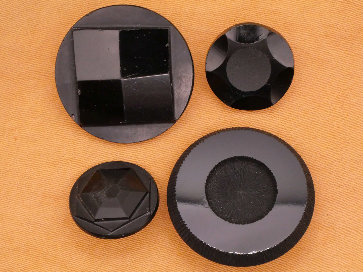 Matte Shiny Mirror Finish Black Glass Button Various 23-36mm