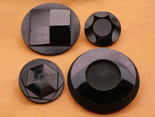 Matte Shiny Mirror Finish Black Glass Button Various 23-36mm
