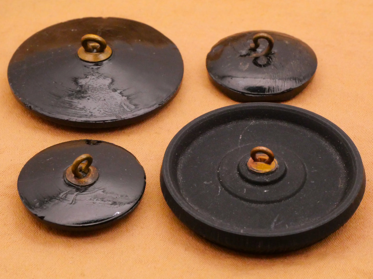 Matte Shiny Mirror Finish Black Glass Button Various 23-36mm