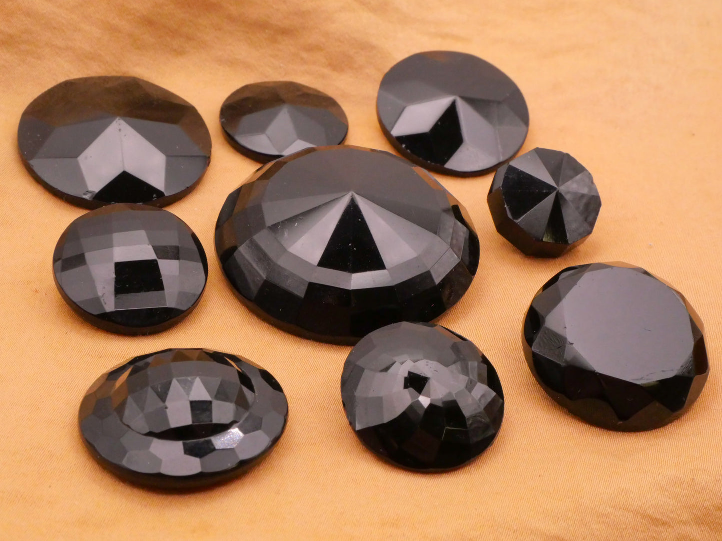 Faceted Facets Black Glass Button Various 16-40mm