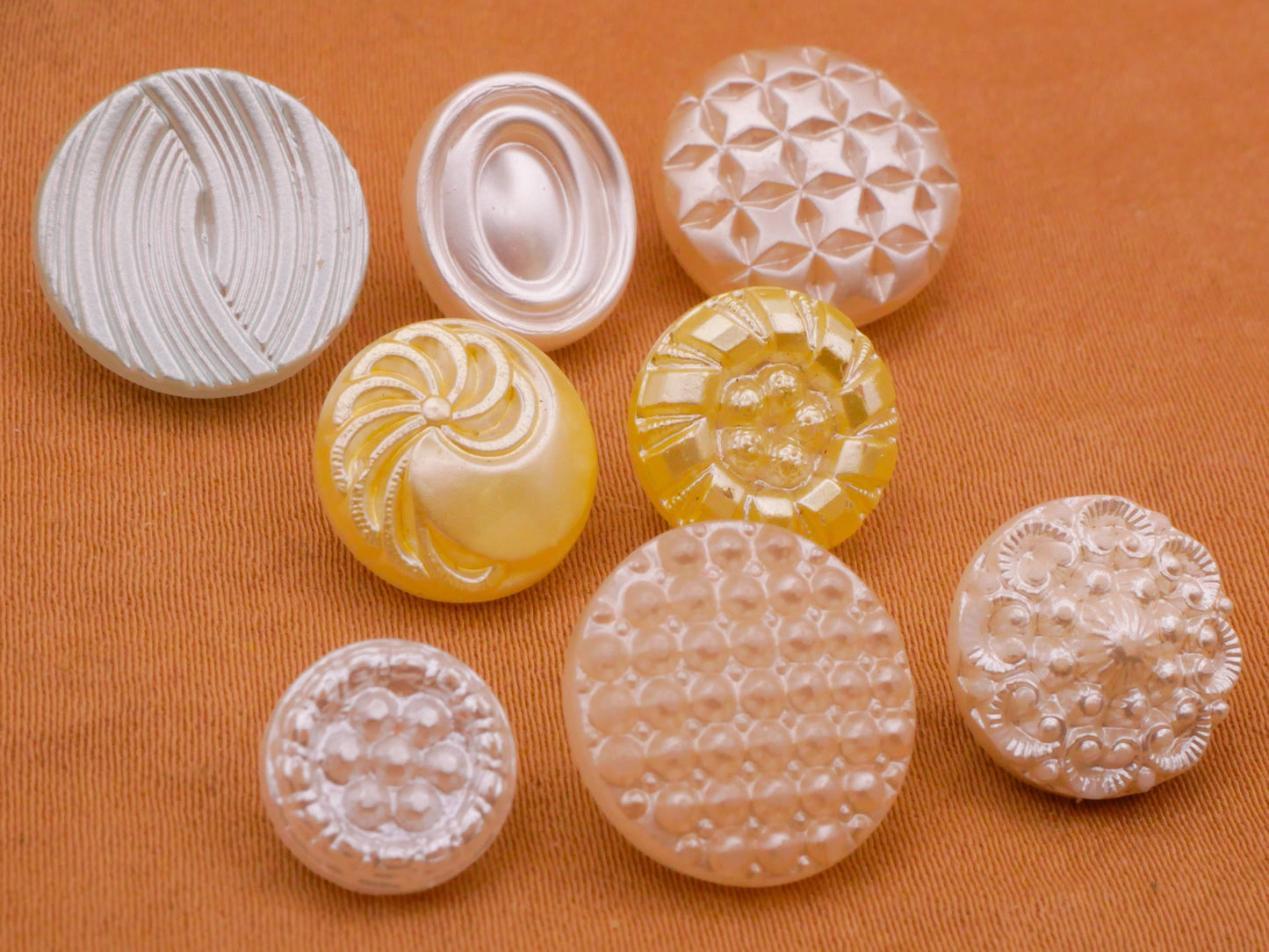 Pearlized Finish Vintage Glass Button Various 9-14mm
