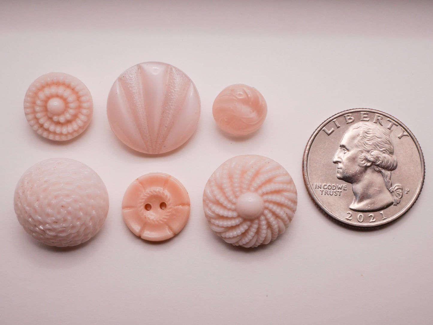 Ocean Inspired Pale Pink Vintage Glass Button Various 11-19mm