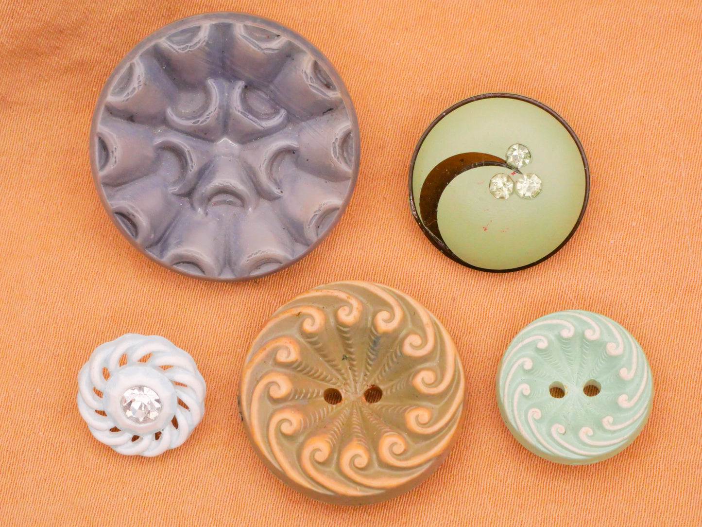 Wavy Blue Green or Seafoam Vintage Plastic Button Various 13-27mm