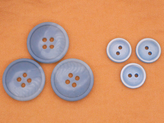 Cloudy Blue Waters Vintage Plastic Set of Three Buttons Various 12-20mm