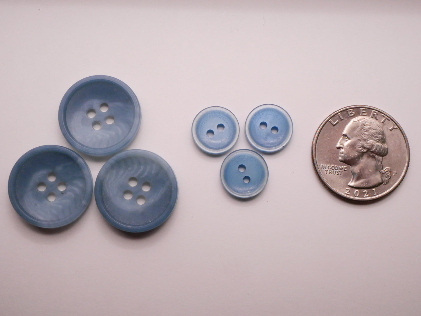 Cloudy Blue Waters Vintage Plastic Set of Three Buttons Various 12-20mm