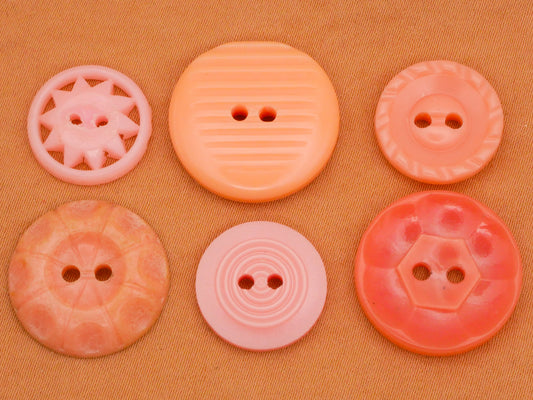 Peachy Pink Housecoat Vintage Plastic Button Various 15-20mm