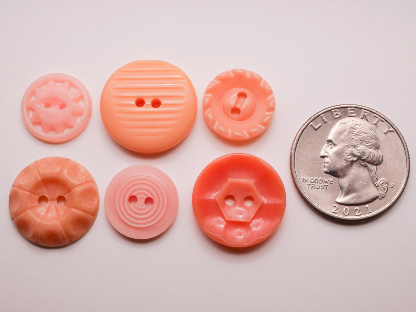 Peachy Pink Housecoat Vintage Plastic Button Various 15-20mm