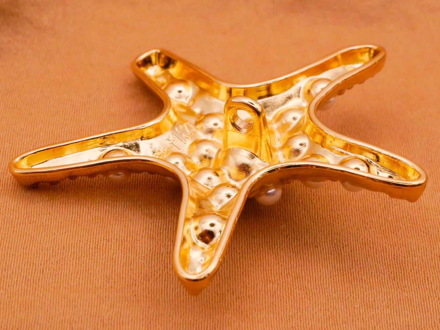 Starfish Sea Star Faux Pearl Gold Metal Large Button 43x44mm