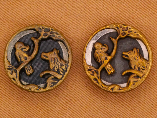 Fox and the Crow Fable Metal Victorian Button Various 14mm