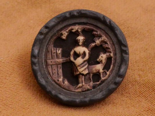 Little Red Riding Hood Storybook Celluloid Ivoroid Victorian Metal Button 15mm