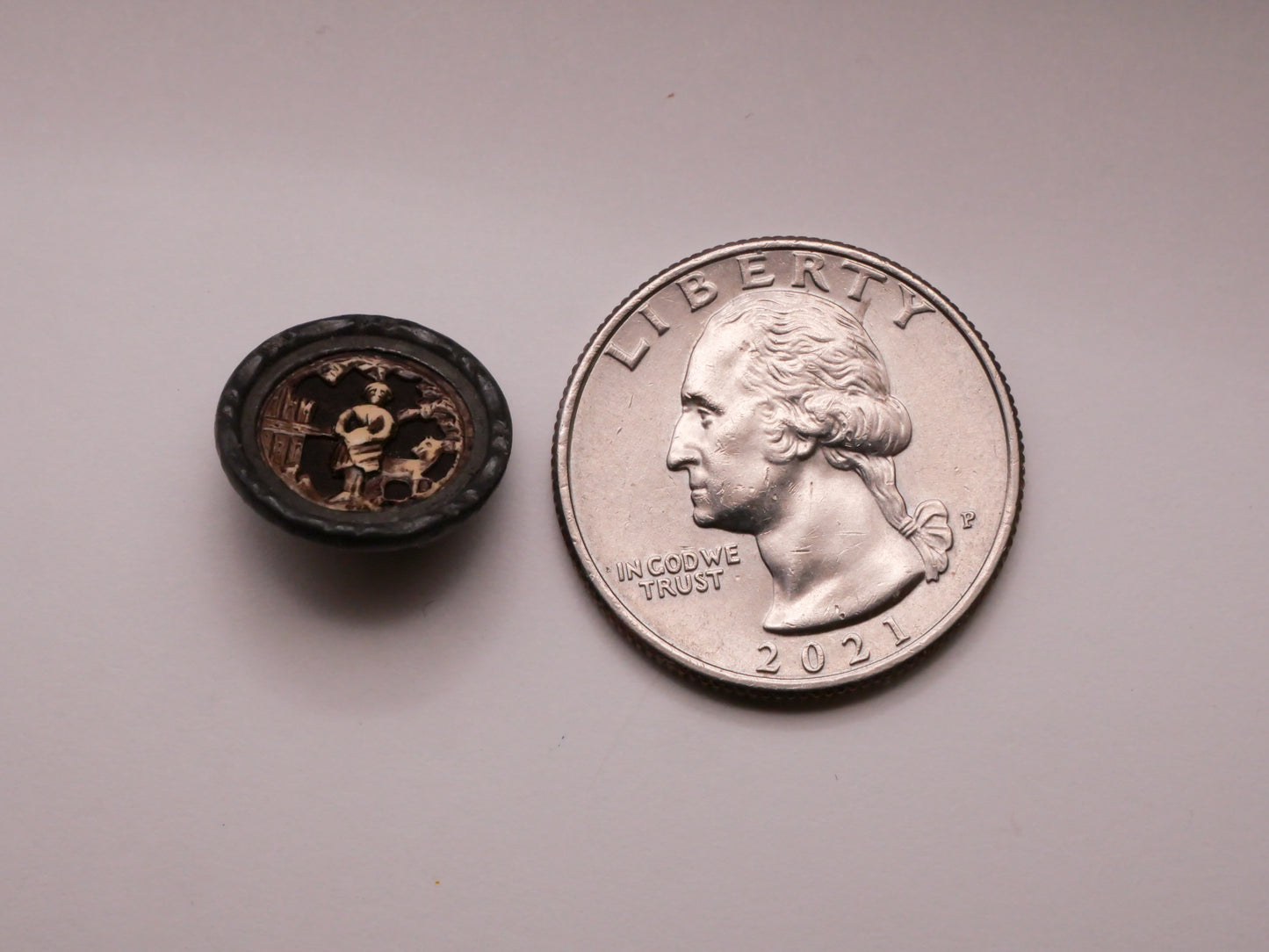 Little Red Riding Hood Storybook Celluloid Ivoroid Victorian Metal Button 15mm