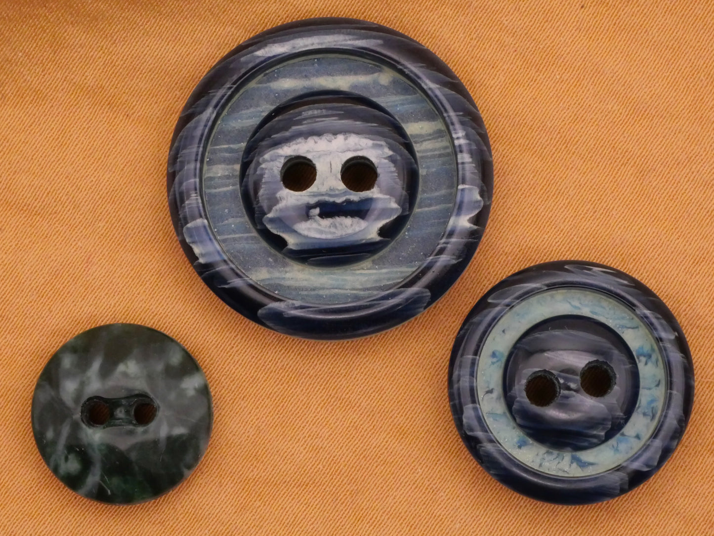 Water Look Blue Vintage Plastic Button Various 14-25mm