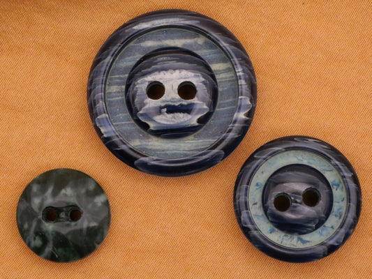 Water Look Blue Vintage Plastic Button Various 14-25mm