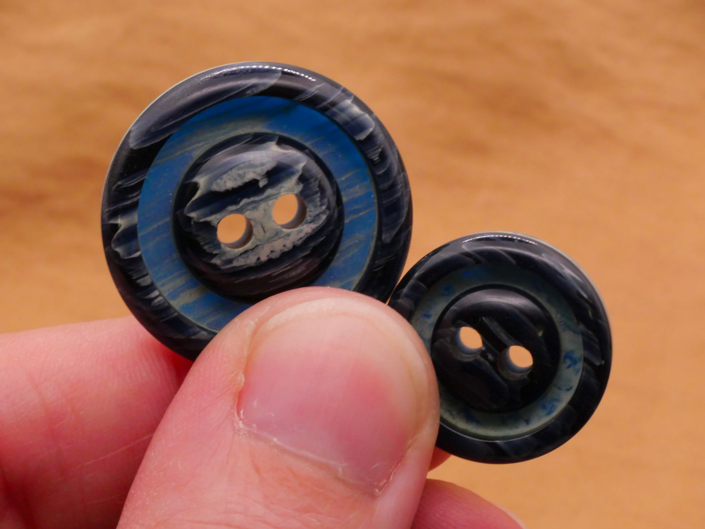 Water Look Blue Vintage Plastic Button Various 14-25mm