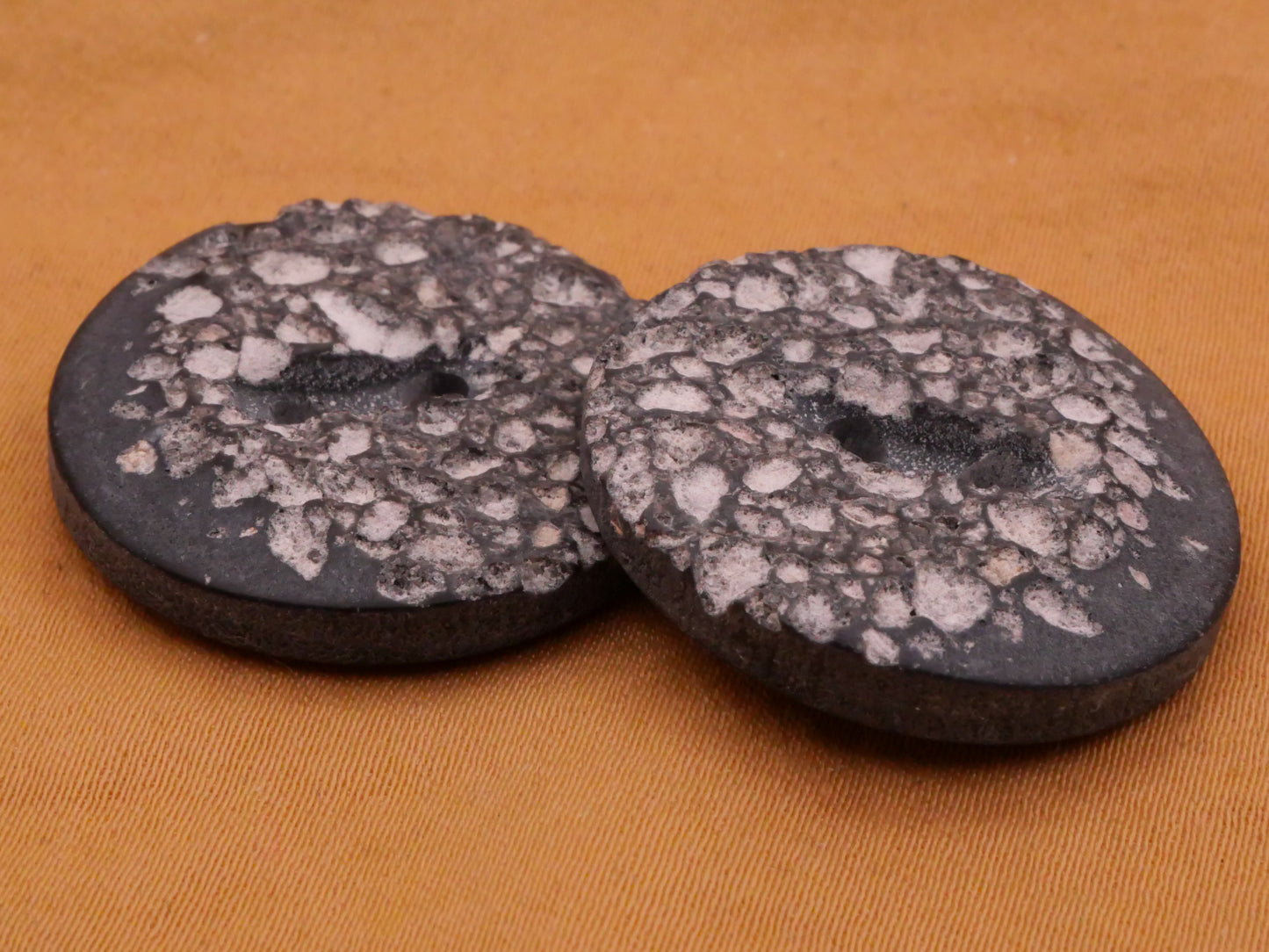 Stone Gravel Look Grey Plastic Pair of Buttons 25mm