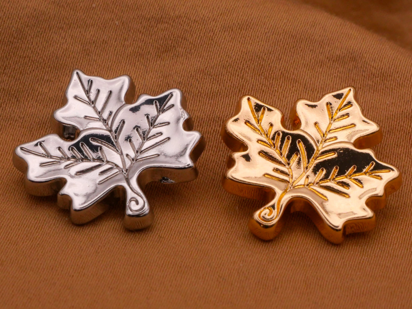 Maple Leaf Shiny Metal Button Various 21mm